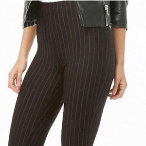 NWOT black red PINSTRIPE leggings high waist ankle